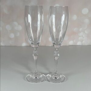 Mikasa Crystal Spring Petals Champagne Glasses Flutes